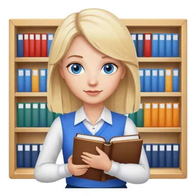 blonde hair blue eyes teacher female with books sticker