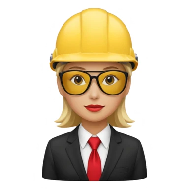 black suit red tie with yellow helmet woman and sunglasses sticker
