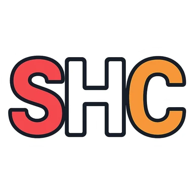 letters SHC in a simple sans-serif font, S in red, H in white, C in orange sticker