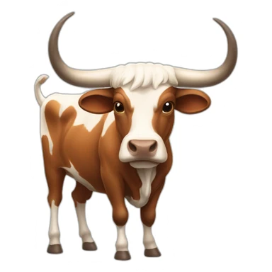 bull, Texas Longhorn with solid face, brindle, long long long long horns, full body sticker