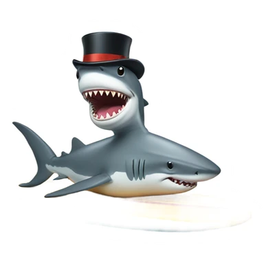 Shark with a top hat on a surfboard  sticker