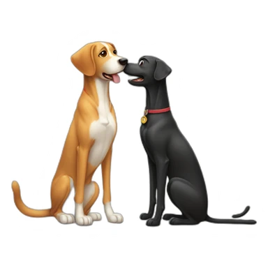 Tall dog small cat looking at each other sticker