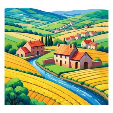 spam art slop french countryside landscape sticker