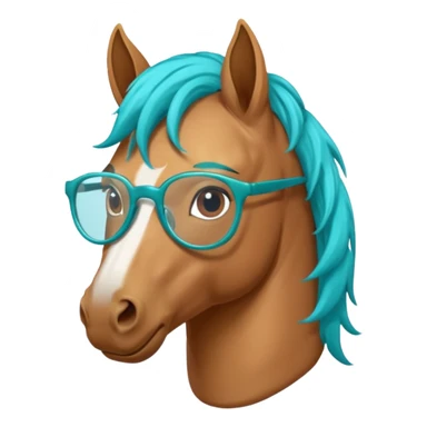 horse head with turquoise hair and glasses sticker