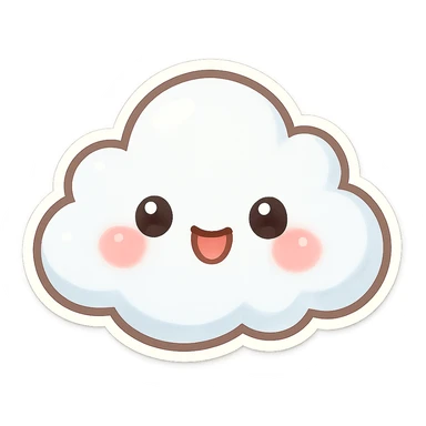 chibi sticker-style cloud, cute and exaggerated sticker