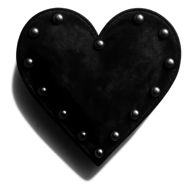 goth heart, black velvet texture, silver studs, dramatic shadows, no background sticker