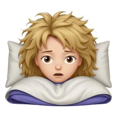 girl in bed, eyes open, looking worried sticker