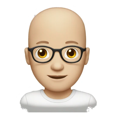 white skin male with no hair, round glasses sticker