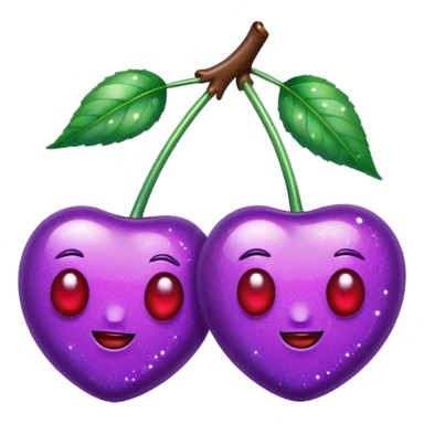 glitter purple and cian 2 cherrys sticker