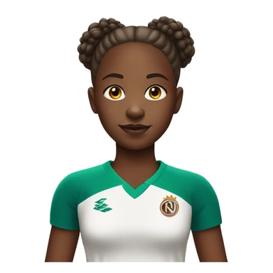 black girl aged 10 with brown afro bun in football shirt sticker