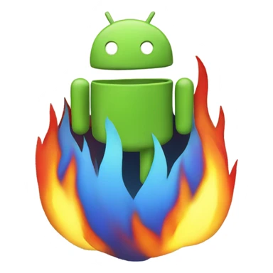 The Android logo on fire sticker