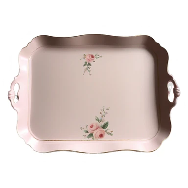 Light pink floral serving tray with handles, shabby chic style sticker