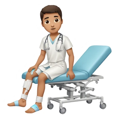 A young hispanic guy with a broken leg in the hospital. sticker