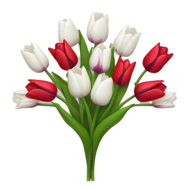 Ramo de tulipanes blancos y morados con rosas rojas sticker