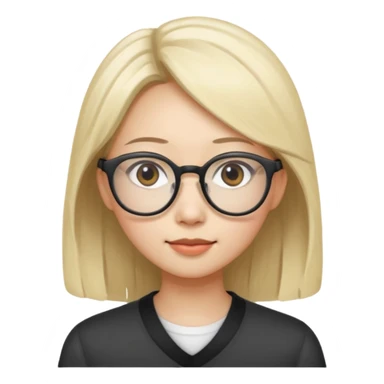 asian looking female with slight blonde hair with eye glasses, fair complexion not that pointed nose but slighty little eye please sticker