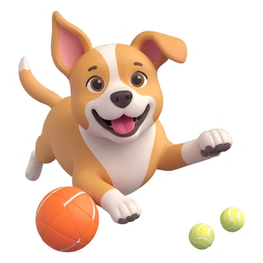 dog chasing ball in forrest, close up pose sticker