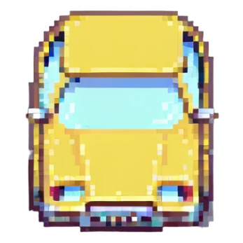 yellow car, pixel art style sticker