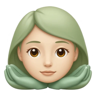 Minimal wellness emoji representing tighter skin and firmness,
subtle lifting effect, smooth contours, calm and natural,
no beauty or cosmetic symbols, soft sage green color palette sticker