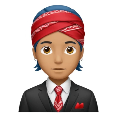 Character wearing a bandana and a suit sticker