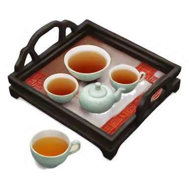 chinese tray with tea sticker