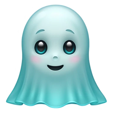 Cute cyan ghost character with big adorable eyes and a small smile sticker