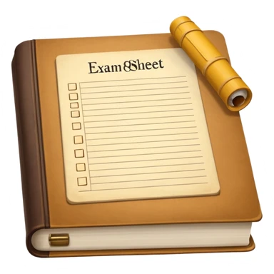 an exam answer sheet and a book next to it sticker