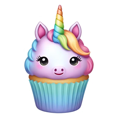 kawaii pastel rainbow unicorn cupcake sticker