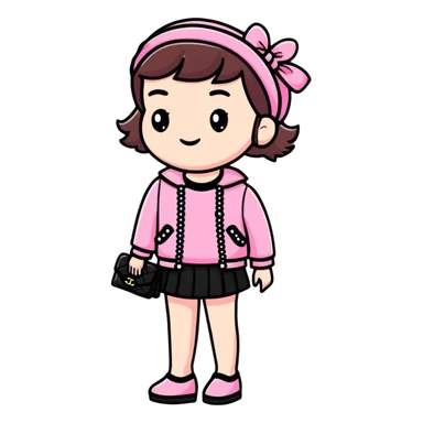 girl wearing pink Chanel-style outfit sticker