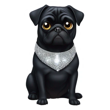Black pug with Diamante collar sticker