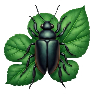 a black beetle on leaf sticker