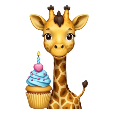 giraffe with cupcake sticker