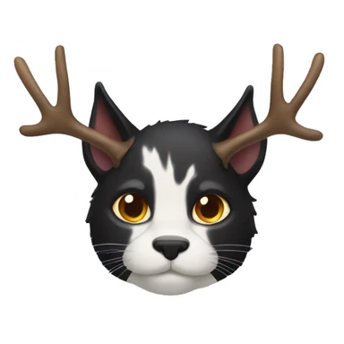 black cat with moose antlers sticker