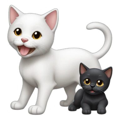 cachorro gato negro y gato gris claro jugando sticker