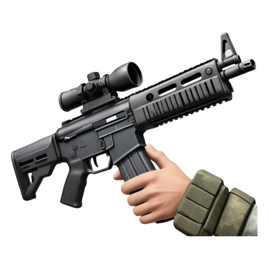 hands gripping an assault rifle or pistol in the foreground, inspired by Call of Duty Modern Warfare 2. The background features a battlefield with enemies in the distance, creating a tense and action-packed atmosphere. Transparent background highlights the focus on the weapon and combat. sticker