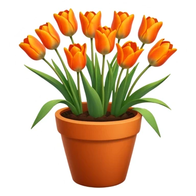 orange tulips flower pot sticker