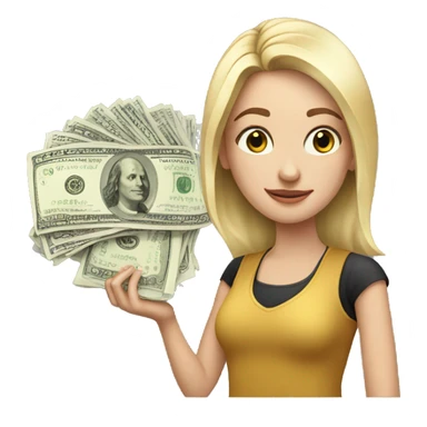 30 years old white girl with money in her hands  sticker