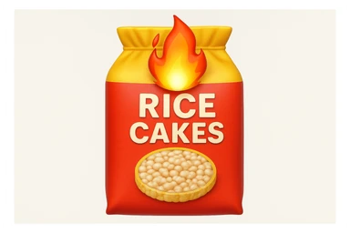 emoji stile iphone di un pacco di gallette di riso con fiamma 3d sopra sticker