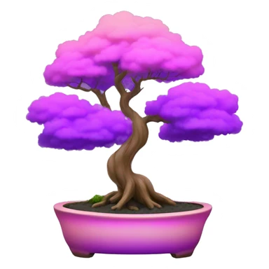 Bonsai small tree pot with gradient fill of purple to pink sticker