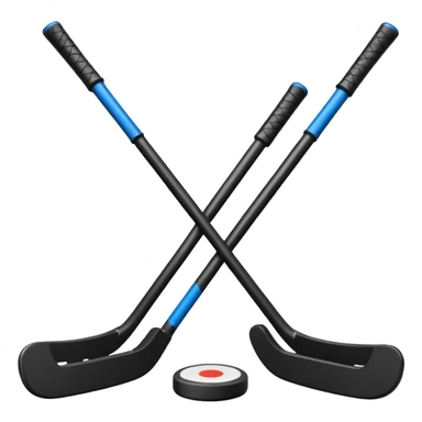 two hockey sticks crossing and a puck like the original apple hockey stick emoji sticker