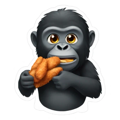 gorila eating chicken wings  sticker