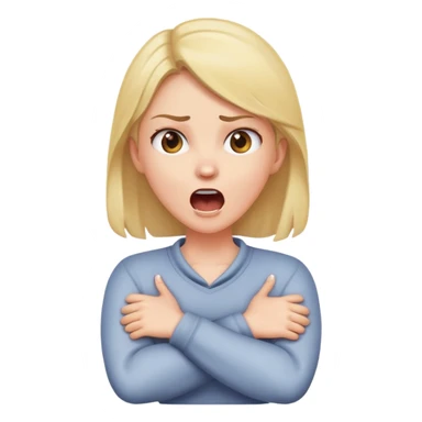 girl holding neck with arms crossed yelling sticker
