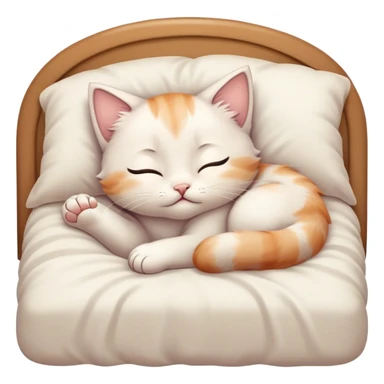 sleepy cozy kitten in human bed sticker