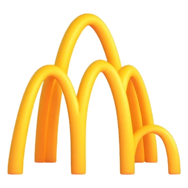 fake McDonald's logo with 3D effect, distorted arches, shiny and humorous sticker
