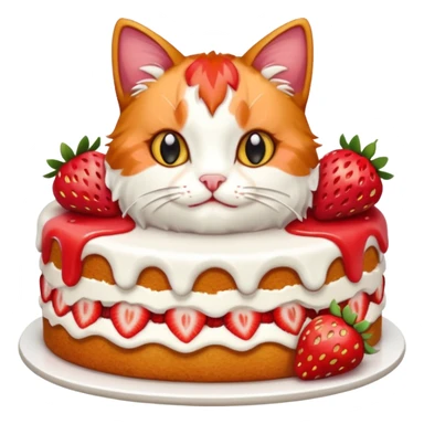 cat eating strawberry cake sticker