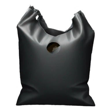 An image of a black plastic bag with diagonal gold stripes. The top part has a cutout handle for easy carrying sticker