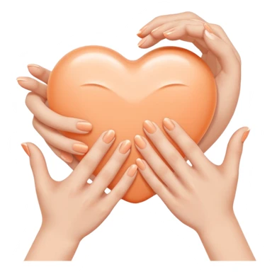 Minimal emoji of hands gently applying skincare cream, soft nude and peach tones, clean beauty aesthetic, calm and elegant, subtle glow sticker