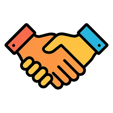 handshake icon with color and black outlines sticker