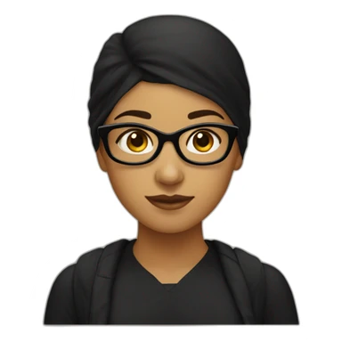 North african Nerd girl wearing black sticker