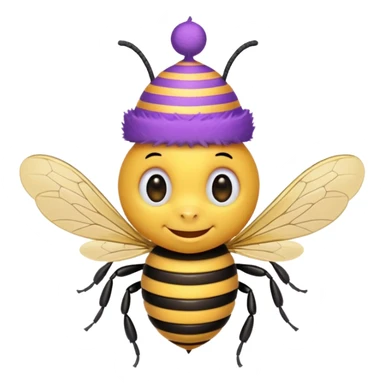 a Bee with purple Birthday Hat,  sticker