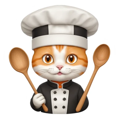 Cat with chef het and with spoon sticker